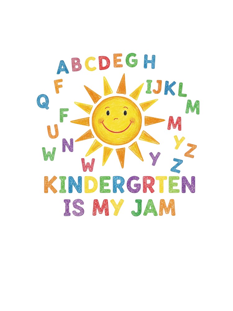 Kindergarten Is My Jam crayon alphabet sun cheerful teacher gift by language-des