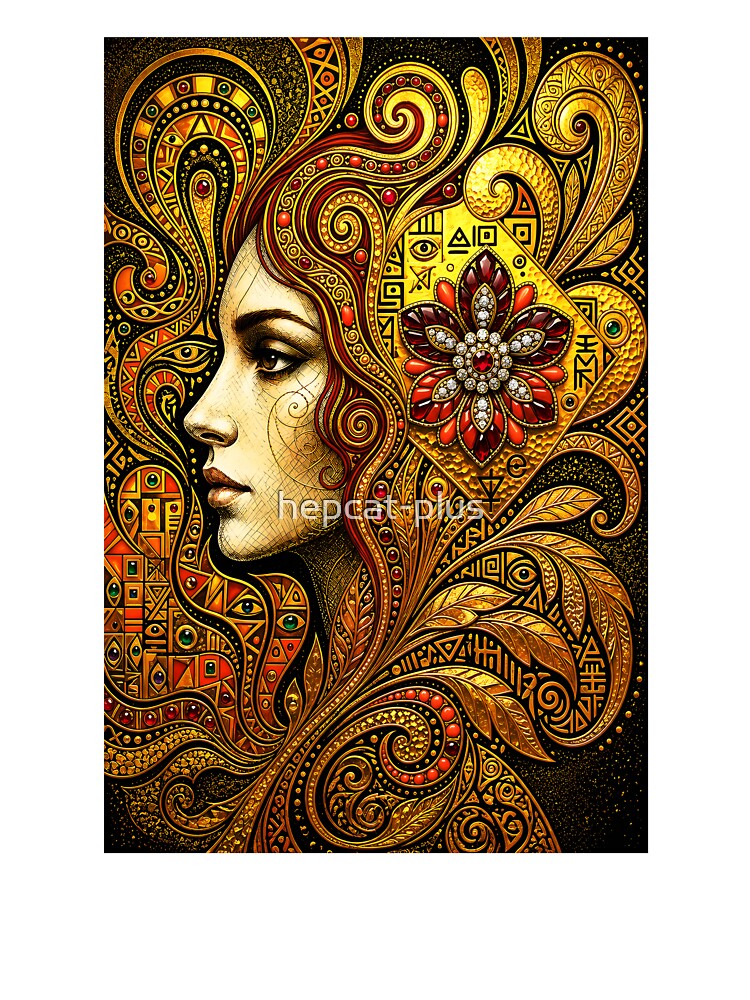 Gilded Ornate Gold Art Nouveau Woman Portrait by hepcat-plus