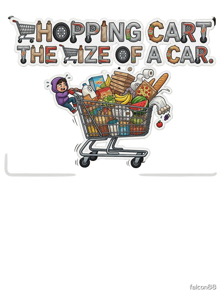 Shopping Cart The Size Of A Car Funny Grocery Sticker by Imaginarium of Chaos falcon88
