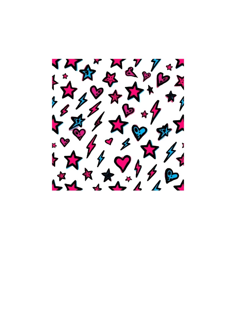 Y2K Pop Punk Stars Hearts and Lightning Pattern by ByKayaPrints