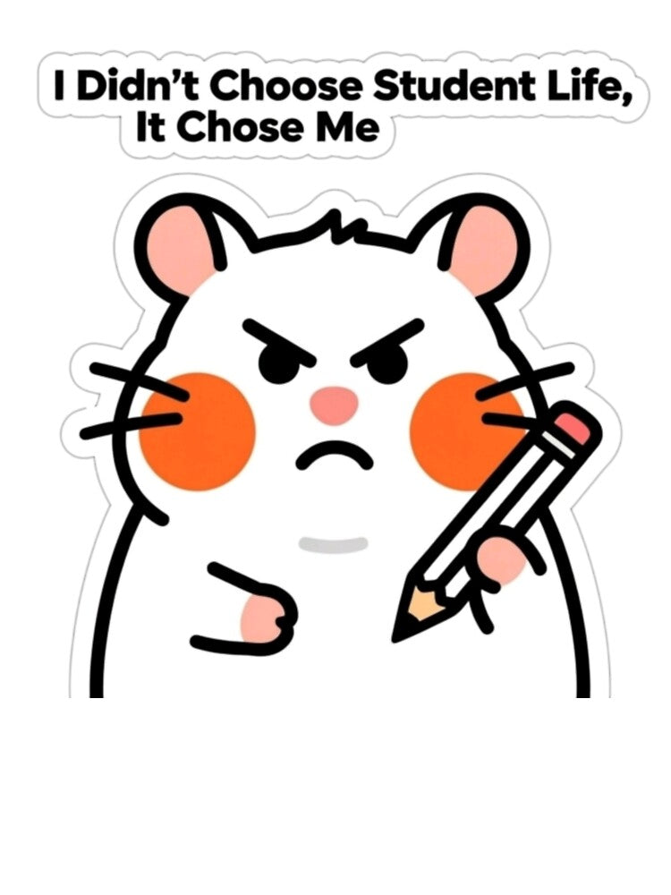 I Didn't Choose Student Life It Chose Me | Funny Hamster Sticker for Students by Inkabbmate