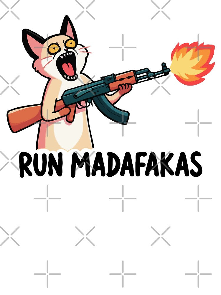 Cat with Gun Run Madafakas by Gkinoki