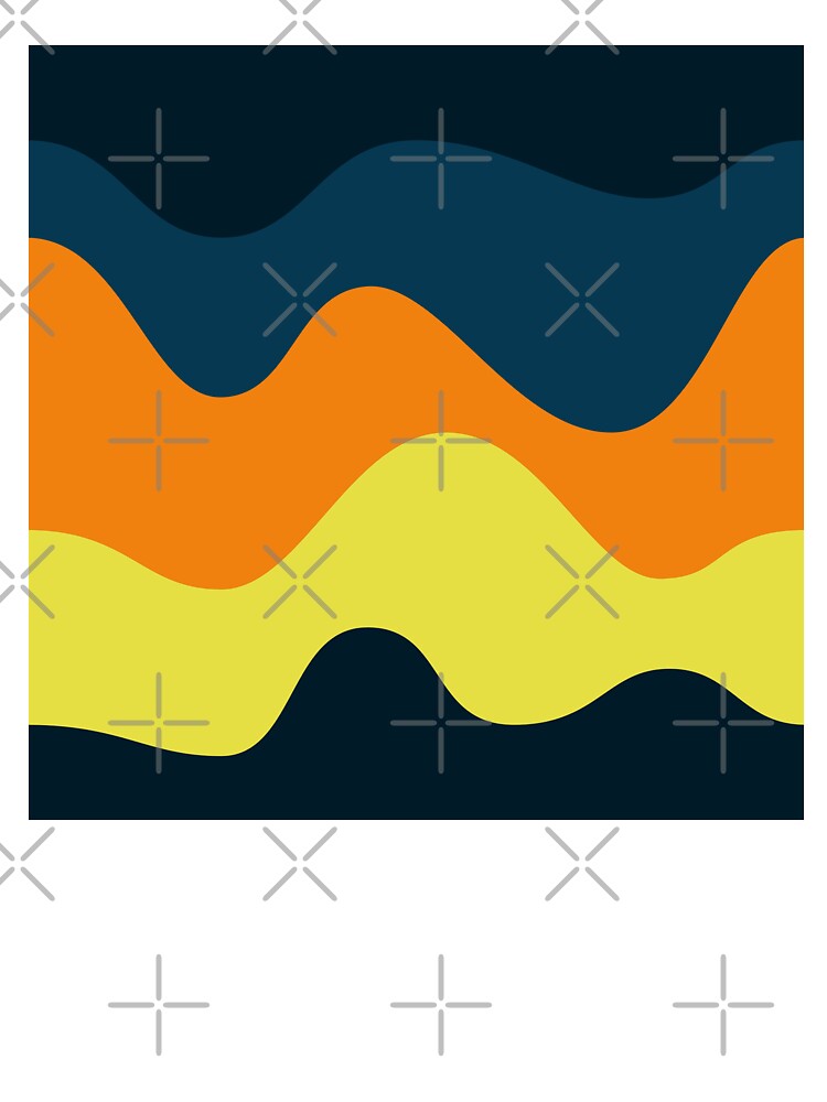 Abstract Retro Wave Pattern | Navy Blue Orange Yellow Seamless Mid-Century by Dino-Lune