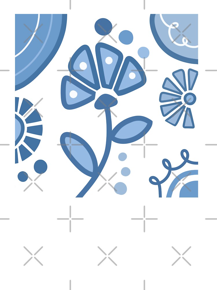 Blue And White Flower Boho Design by Sartoris Art