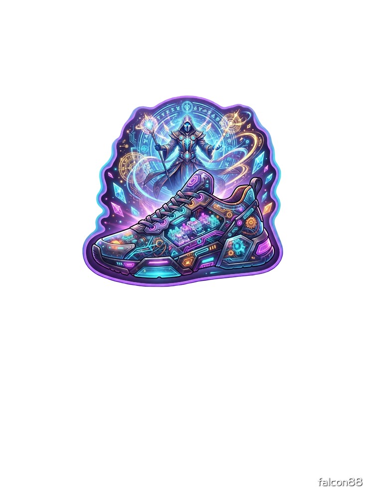 Cyber Mage Futuristic Sneaker Sticker by Imaginarium of Chaos falcon88