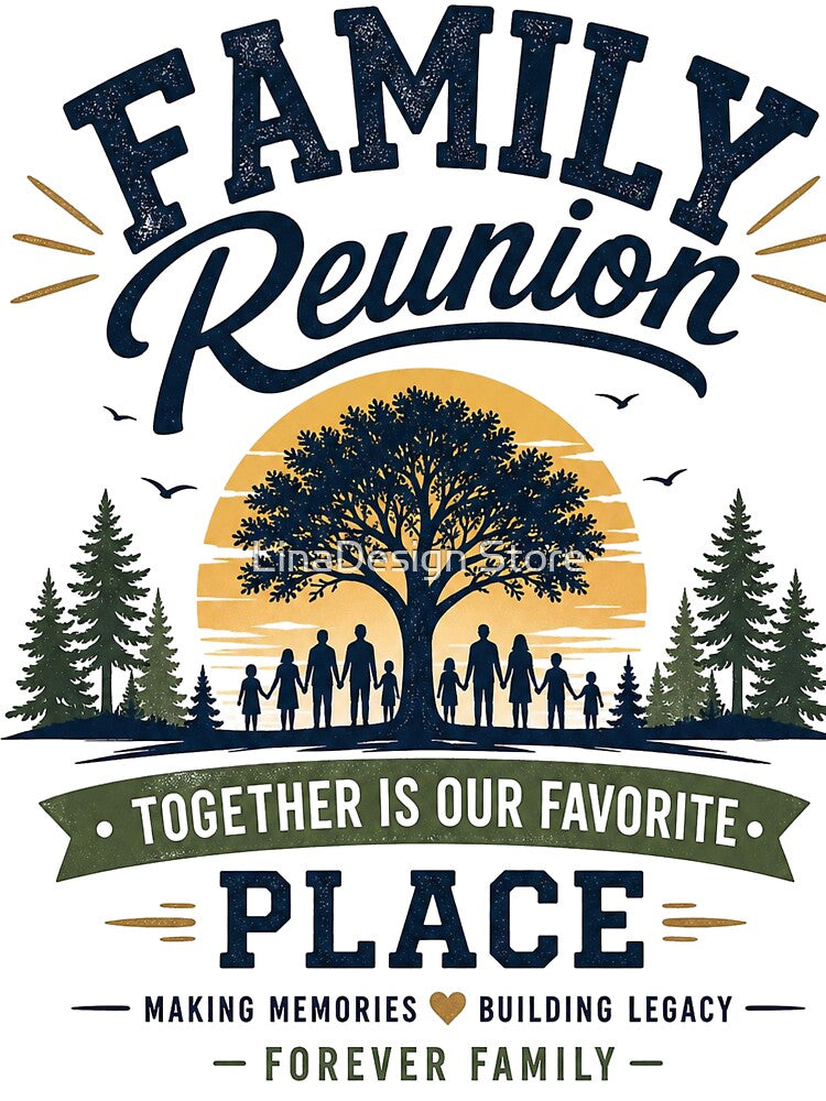 Family Reunion Together Is Our Favorite Place Rustic Vintage Family Gathering by LinaDesign Store