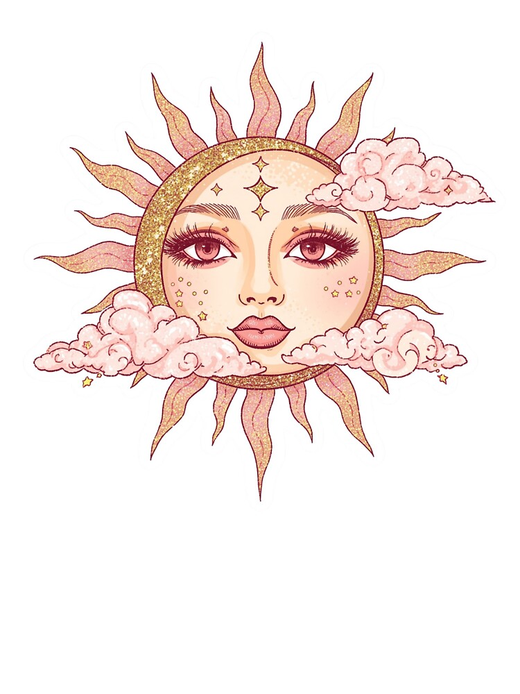 Celestial Sun and Moon - Aesthetic Mystical Yin Yang Sticker by VeloraCrafts