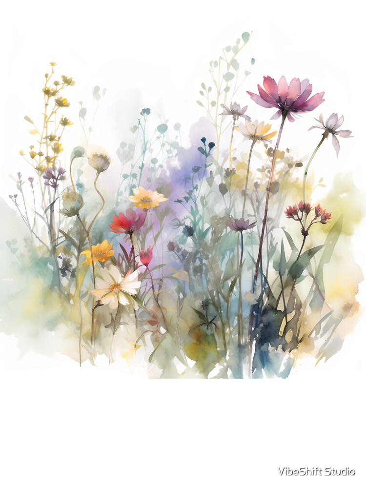 Elegant Purple and Yellow Watercolor Wildflowers by VibeShift Studio