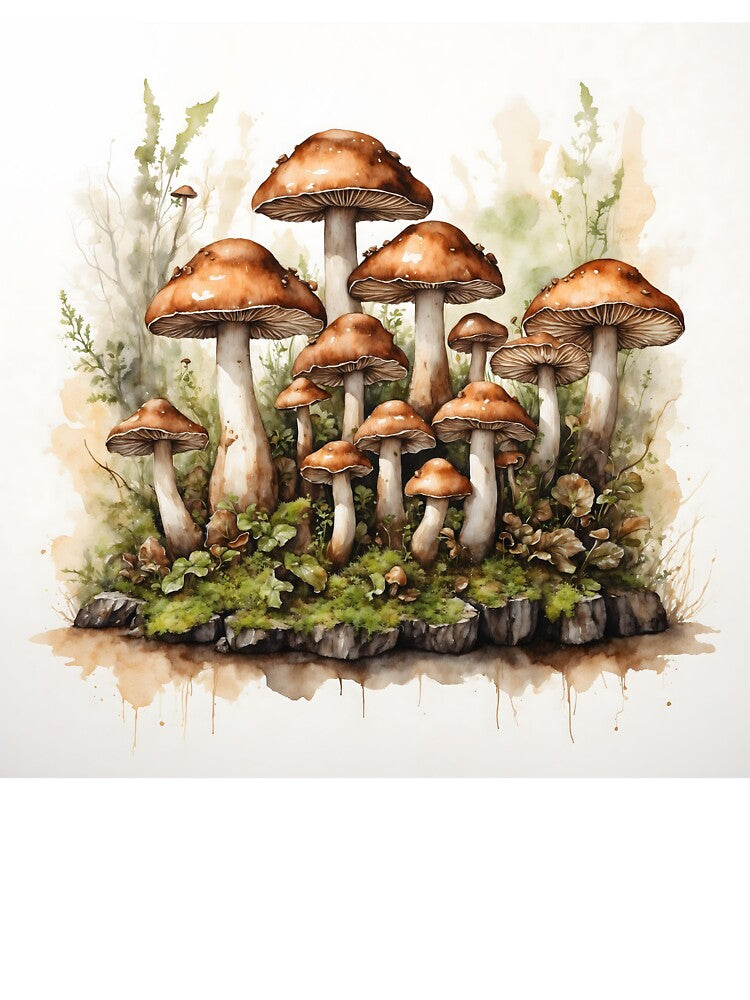Forest Mushrooms Watercolor Art by RawNaturePrints