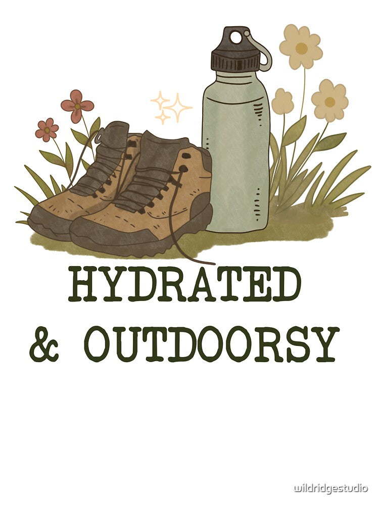 Hydrated & Outdoorsy Hiking Boots and Water Bottle by wildridgestudio