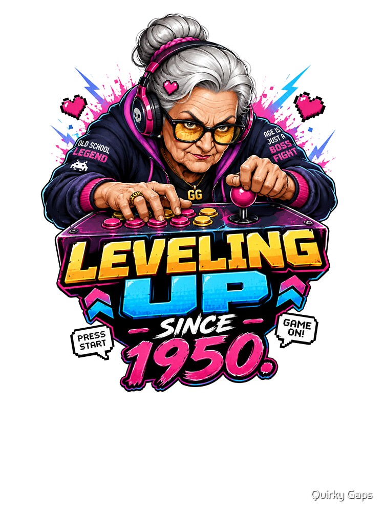 Leveling Up Since 1950 – Funny Gamer Grandma by Quirky Gaps