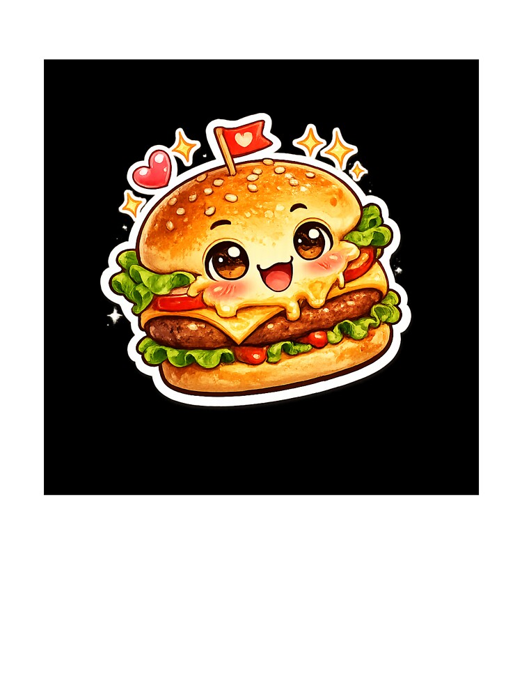 Cute Kawaii Burger Sticker by Tinytreatstudio