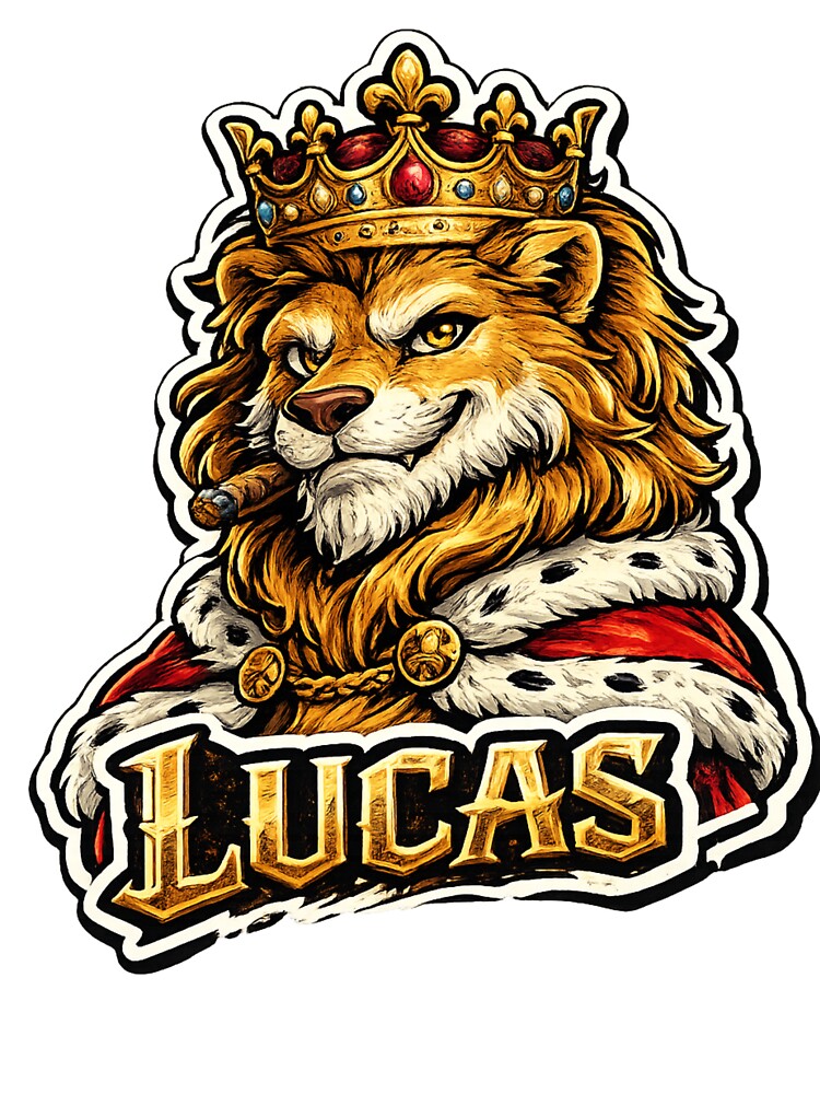 Lucas – Royal Lion Name Mascot Sticker by AlexLineArt