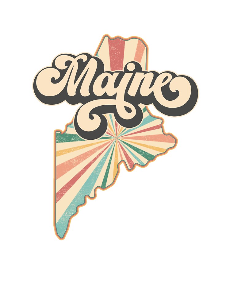 Maine Fan Retro State, Vintage Groovy Maine Map, Distressed America Gift by Cátia Lima