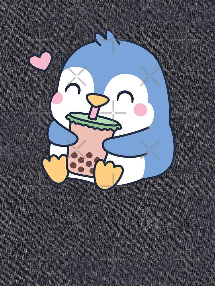 Cute Little Penguin Loves Boba Tea by rustydoodle