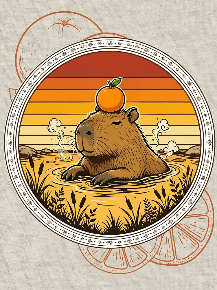 Retro Sunset Capybara Good Vibes 70s Aesthetic by ConElAlma