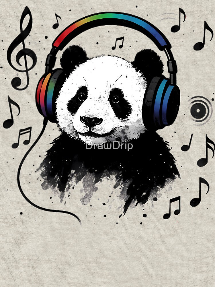 Music Panda with Headphones - DJ Art Gift by DrawDrip