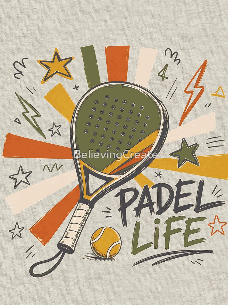 • Padel Life Doodle - Hand Drawn Racket - Mens Retro Aesthetic Sports Gift by BelievingCreate