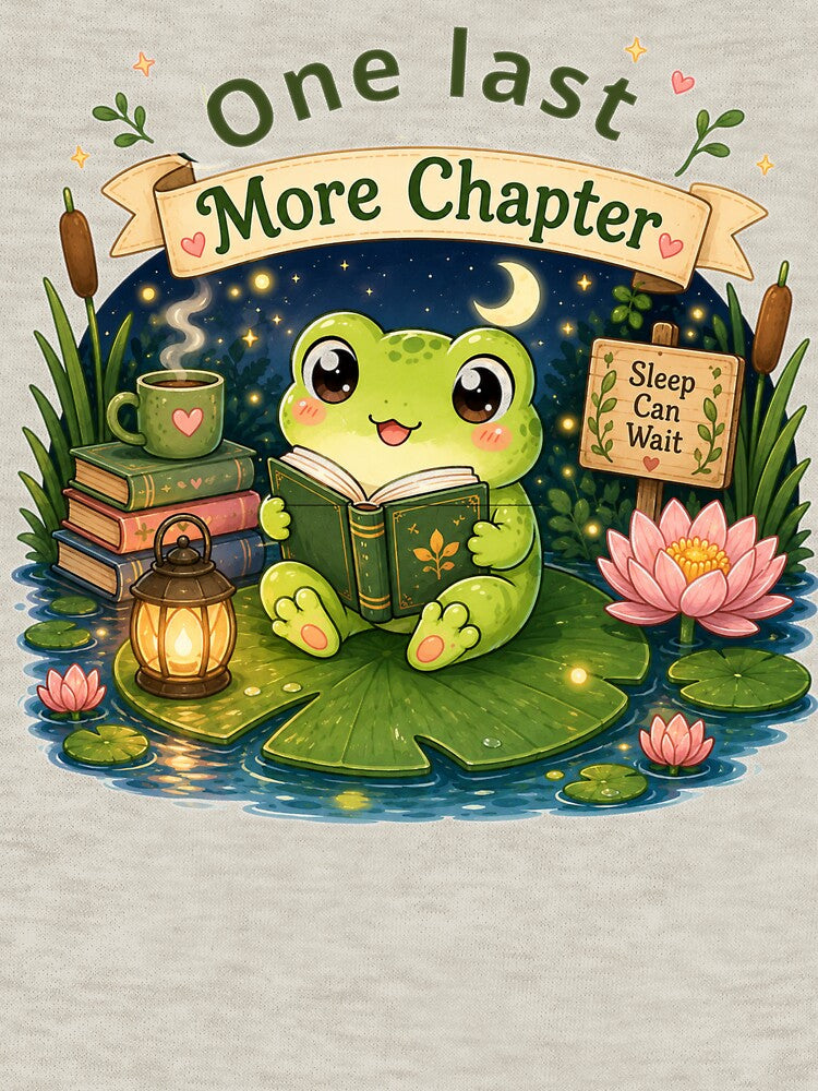 One Last Chapter – Cute Frog Reading at Night by MotylekAnia