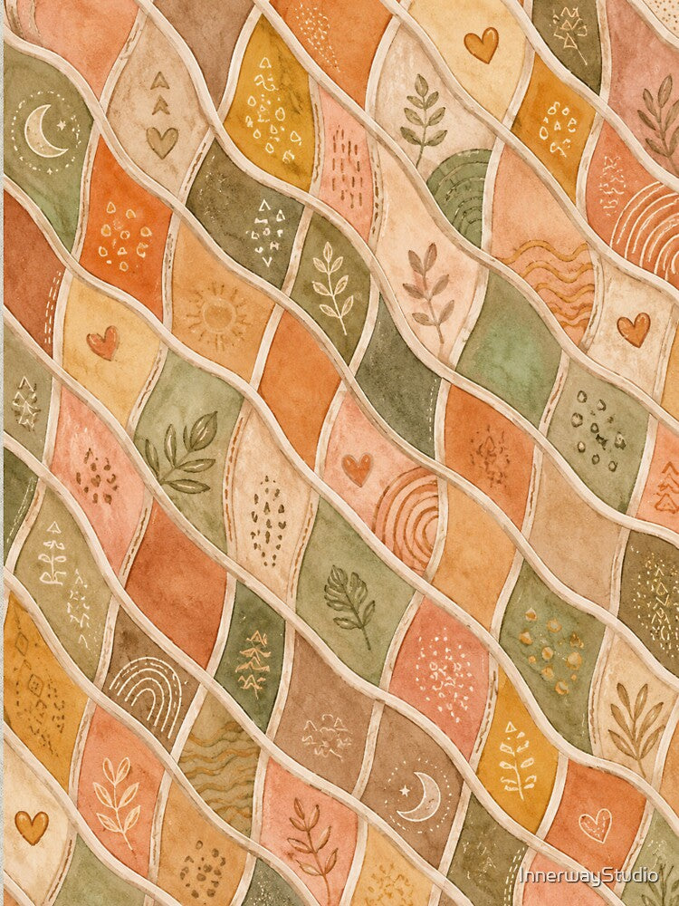 Boho Earth Love | Abstract Pastel Botanical Pattern by InnerwayStudio