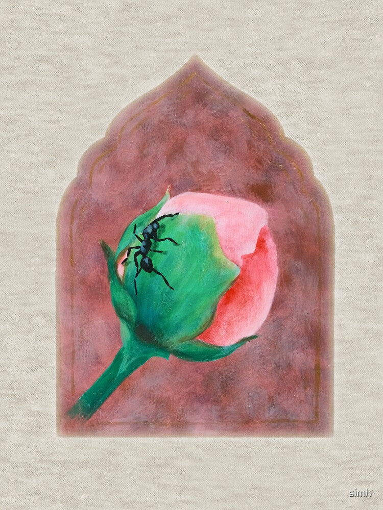 Peony Bud with Ant Dark Botanical Arch Painting by simh