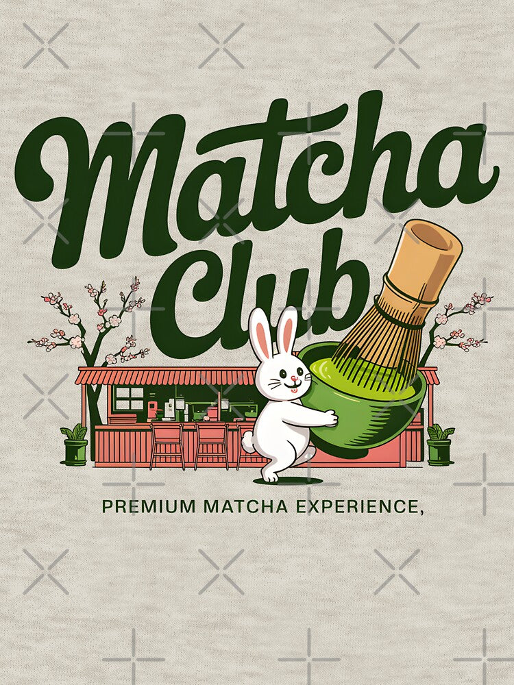 Matcha Club Premium Matcha Experience Cute Bunny Tea Lover Shirt by Raw Tigers