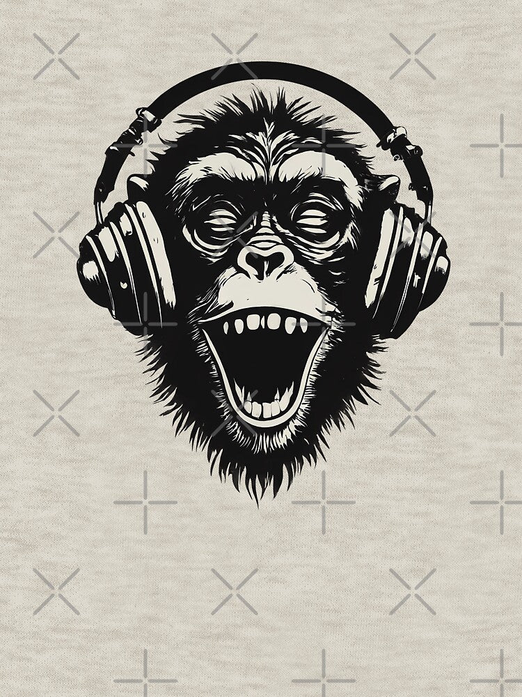 Banksy DJ Monkey Thinker with Headphones by hamishby
