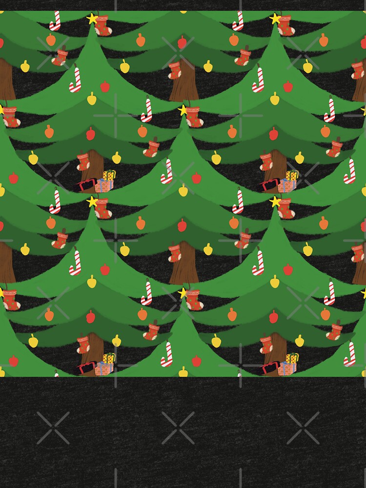 Cute Christmas Tree Seamless Pattern – Festive Holiday Illustration with Ornaments & Gifts” by A-sam9