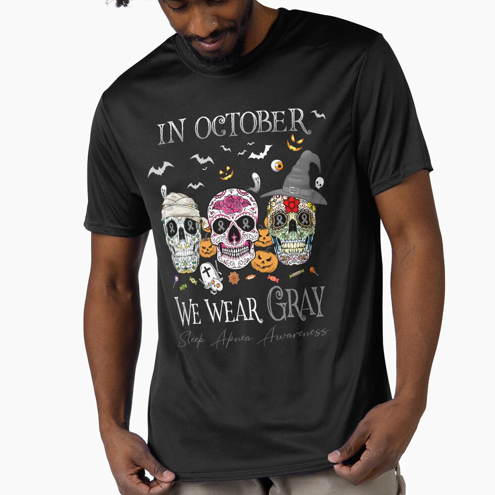 In October We Wear Gray Sleep Apnea Awareness by Sabfit