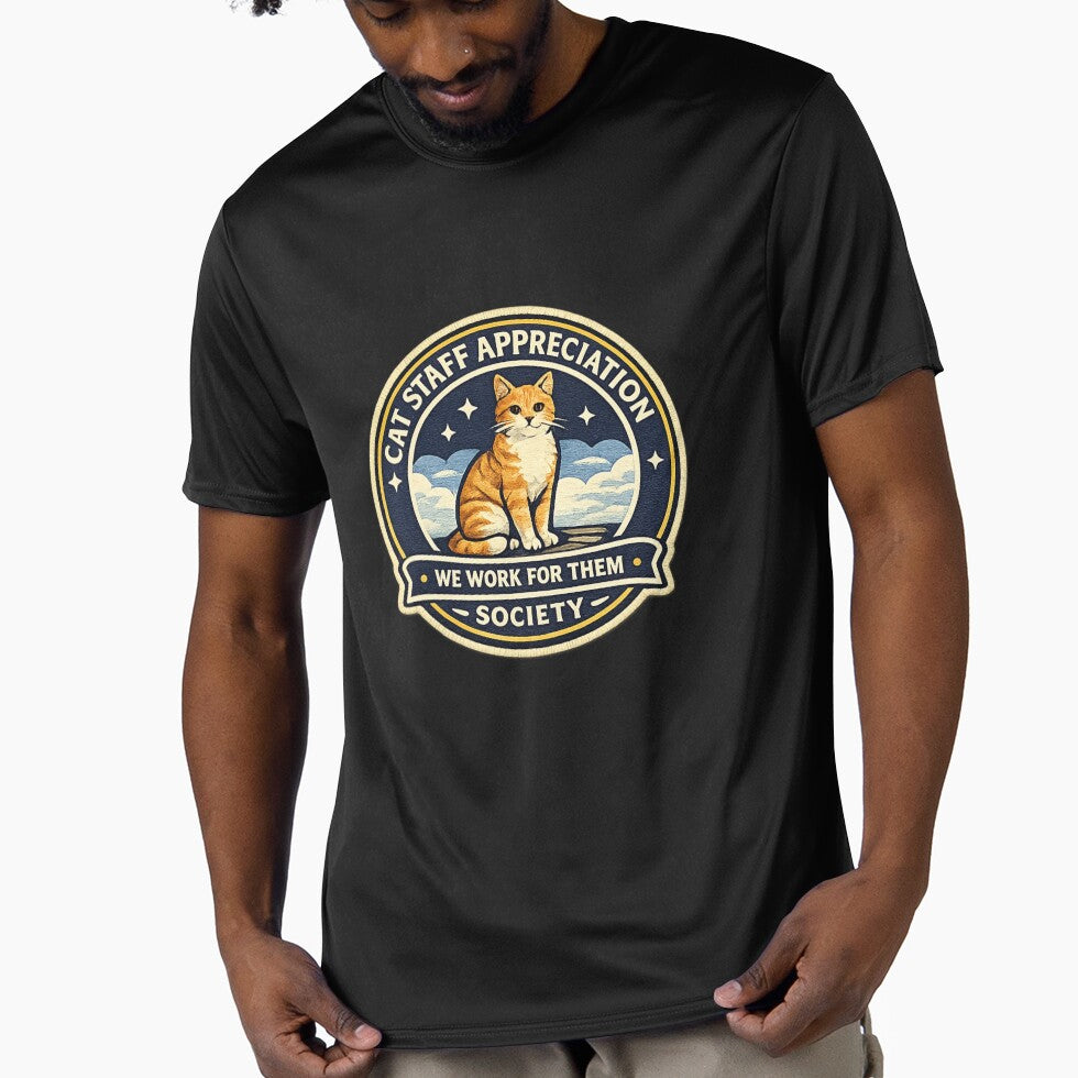 Cat Staff Appreciation Society Sticker | Funny Cat Lover Badge | We Work For Them Design | Cat Parent Gift by MrDev