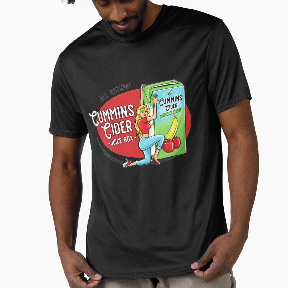 Cummins Cider Juice Box Retro Pin-Up Vintage Humor Design by lganme
