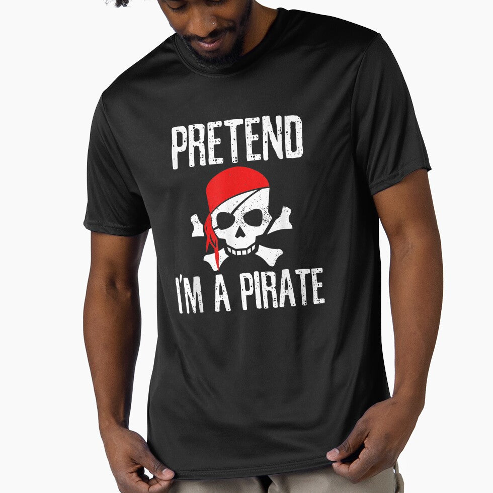 Pretend I39;m A Pirate T-Shirt Funny Lazy Halloween Costume T-Shirt by BrommKarlotta