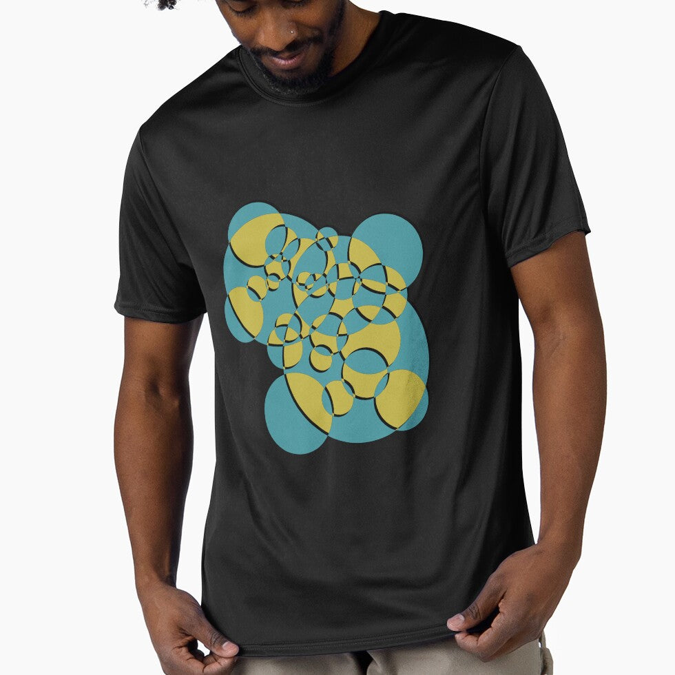 Overlapping Circles - Blue and Yellow - Shadow and Outline by Miranda Benson