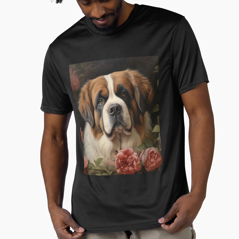 Saint Bernard dog puppy in secret garden, retro vintage art style by WallyPink