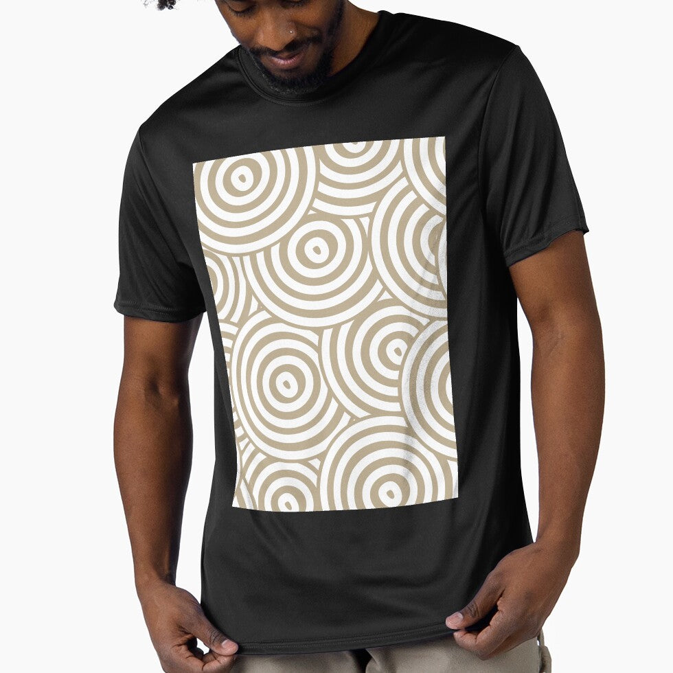 Tan and White Hypnotic Circle Pattern Pairs DE 2022 Trending Color Bamboo Screen DE6193 by ColorOfTheYears
