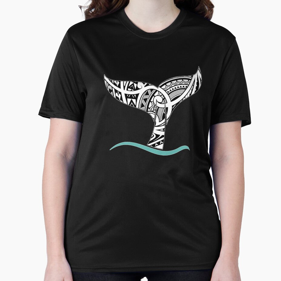 Whale Tail: Polynesian Black and White Tatau Inspired pattern by aokshirts