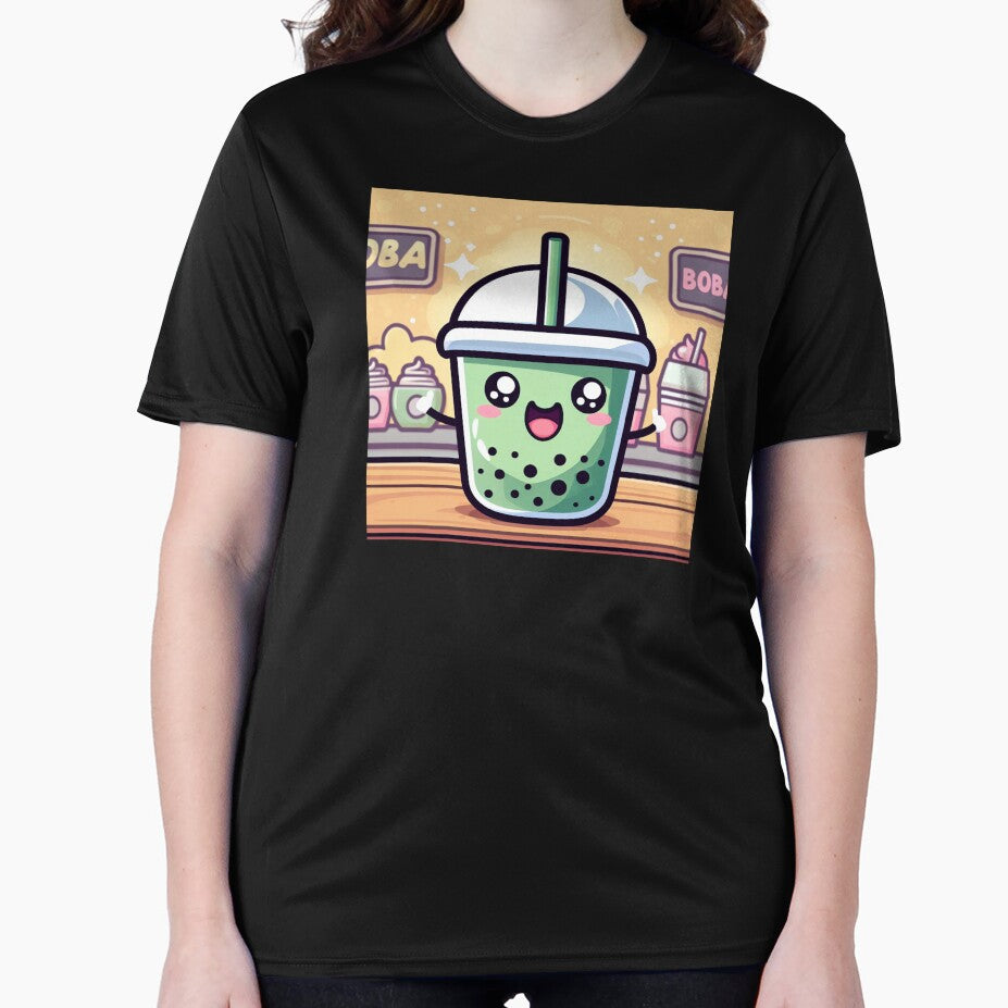 bubble tea kawaii barista with boba world background by SaraDatCool