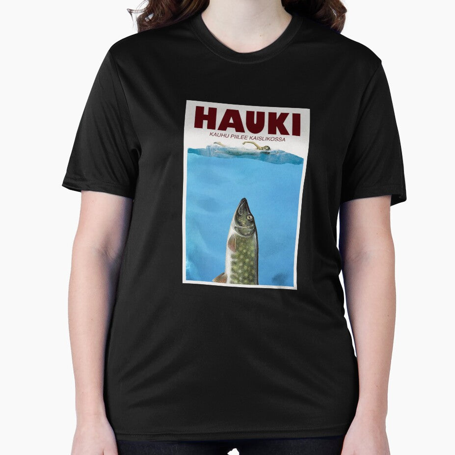 Hauki horror movie Jaws parody Finland poster by Emjaygraphics