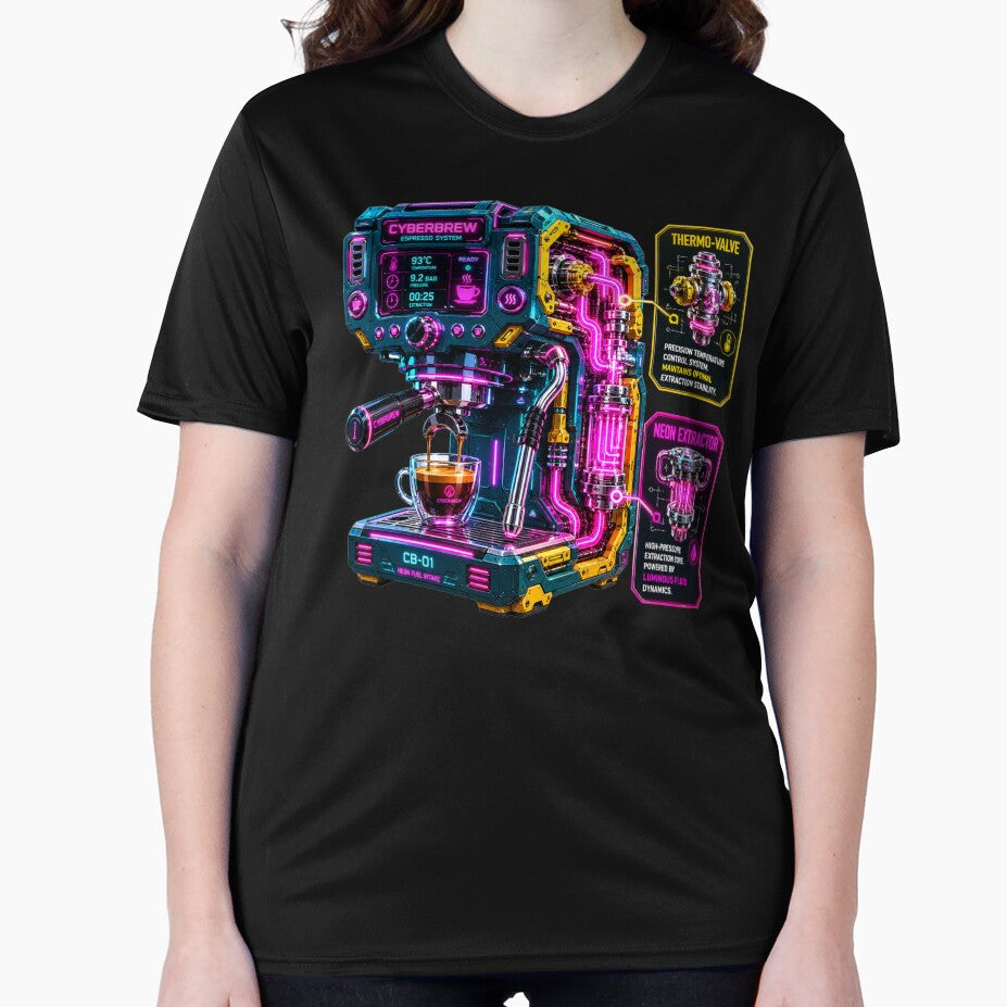 Cyberpunk Neon Industrial Espresso Machine Schematic by MarVan-Prints