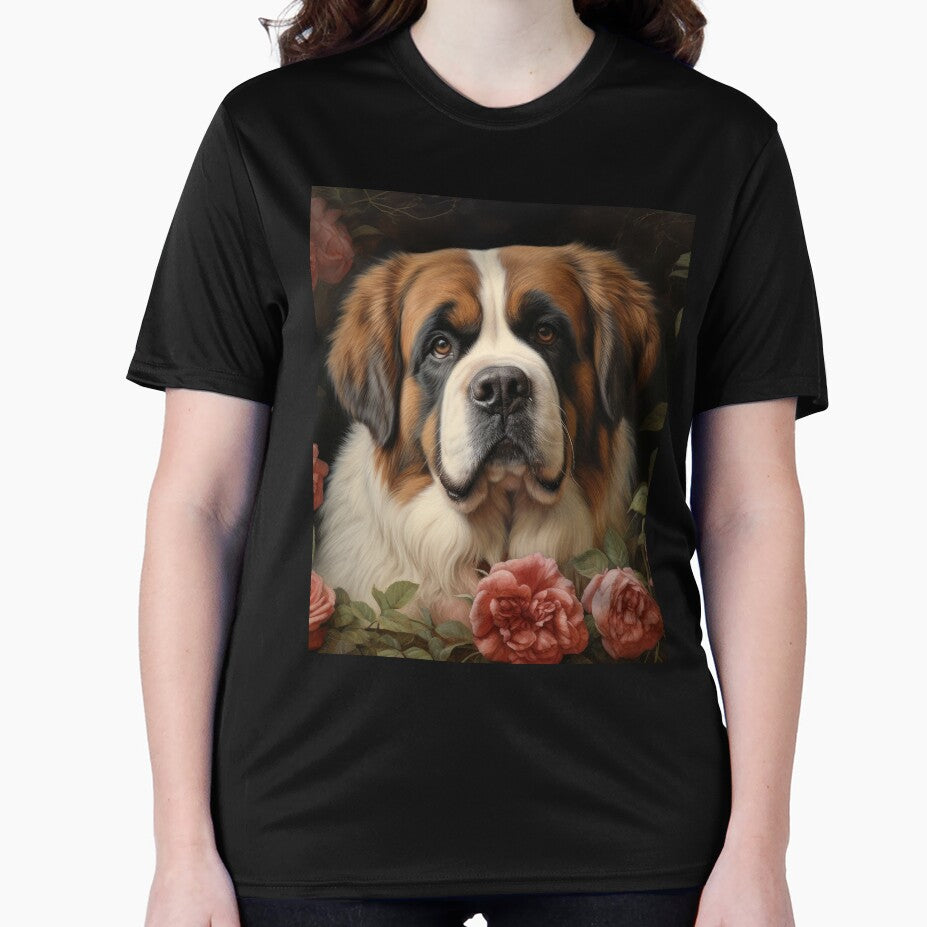 Saint Bernard dog puppy in secret garden, retro vintage art style by WallyPink