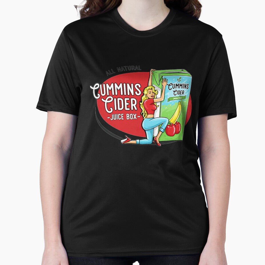 Cummins Cider Juice Box Retro Pin-Up Vintage Humor Design by lganme