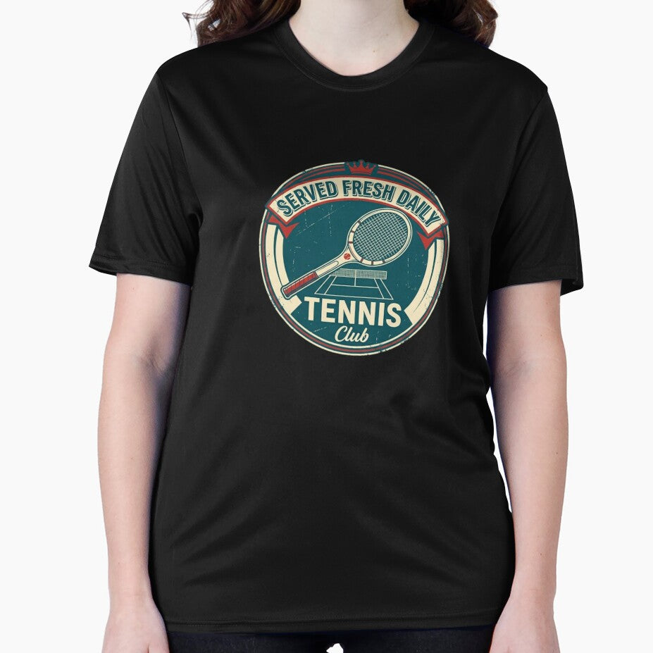 Served Fresh Daily Tennis Shirt Retro Tennis Design by RunningWhiskers