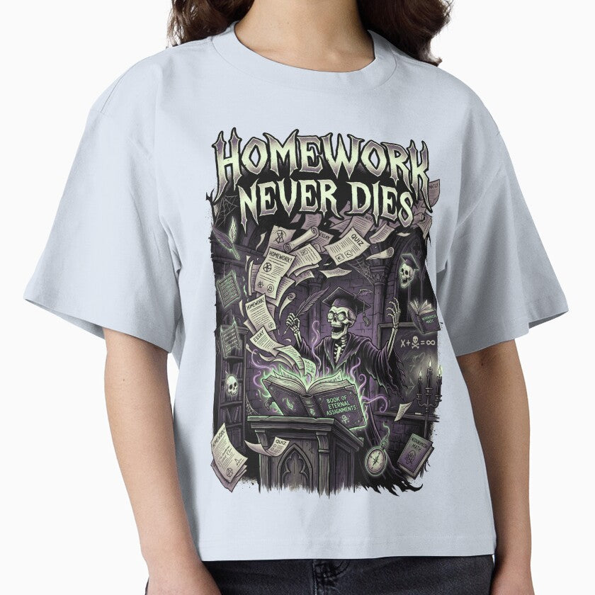 Homework Never Dies Gothic Skeleton Teacher Halloween by printedartgoods