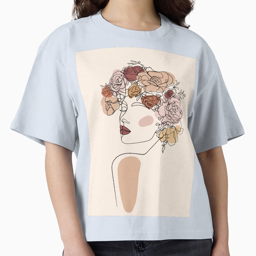 Line Art , Boho style Woman face with flower by Ireneart369