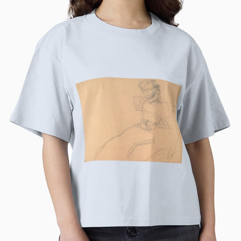 Woman Sitting in an Armchair Study by Gustav Klimt: Minimalist Line Art Poster by artofuniverse