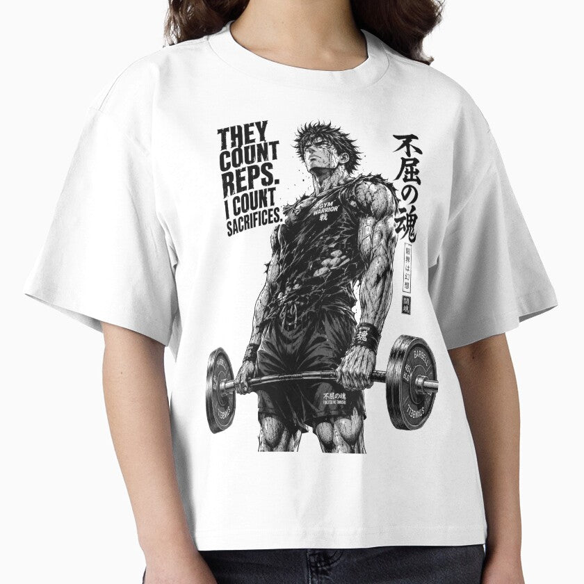 They Count Reps I Count Sacrifices - Manga Gym Warrior Poster | Anime Fitness Motivation | Bodybuilding Streetwear Art by Iron Instinct