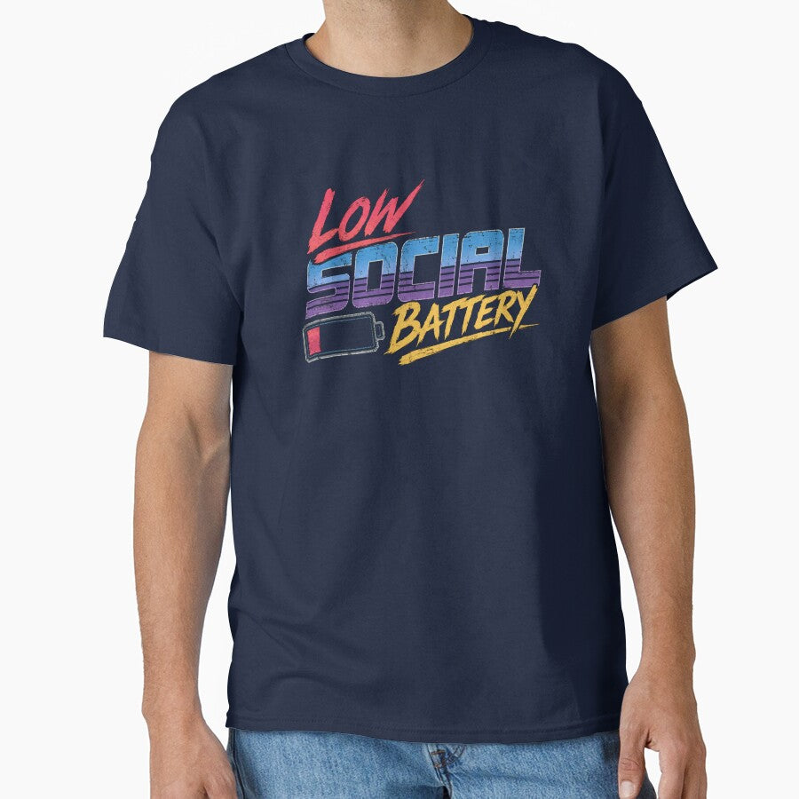 Low Social Battery | Retro 80s Neon Graphic Tee by DNHZstore
