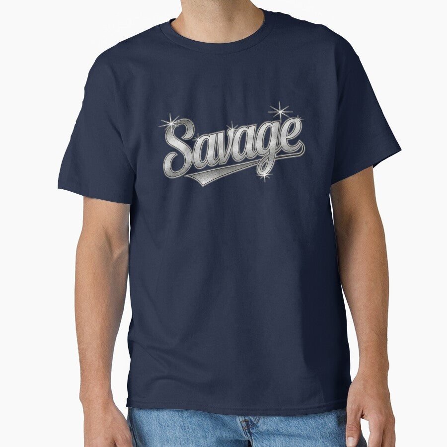 Savage Metallic Varsity Typography | aespa Inspired Y2K Chrome Design by Meivelle