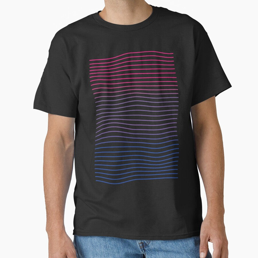 Minimalist Bisexual Pride Flag Waves – Modern LGBTQ+ Line Art Design by Lanakila Studio
