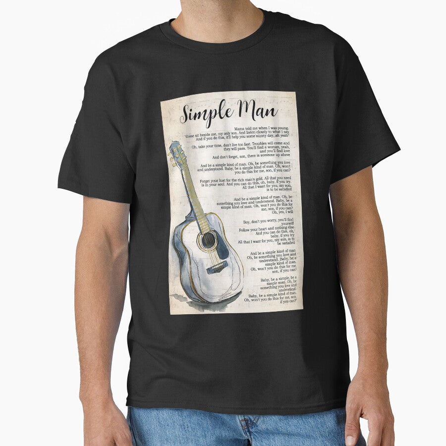 Simple Man Lyrics Poster Gift - Simple Man Lyrics With Guitar by MagicatcoArt